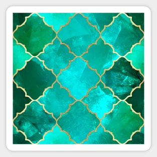 Green Quartz & Gold Moroccan Tile Pattern Sticker